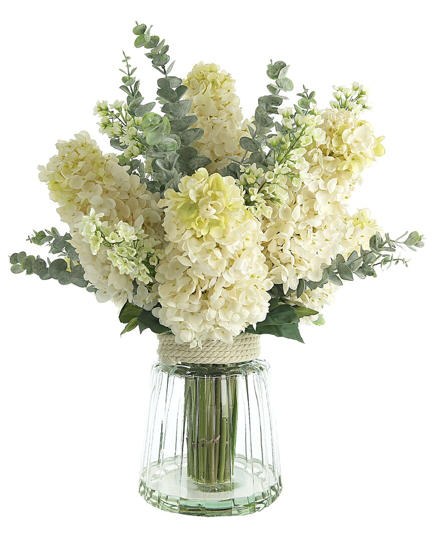 Creative Displays White Hydrangea & Lilac With Eucalyptus Floral Arrangement