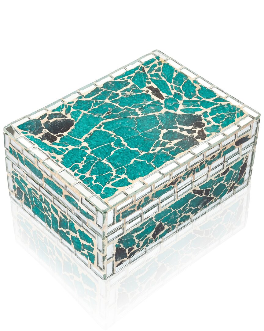 Tiramisu Aegean Crackle Mosaic Decorative Box In Green