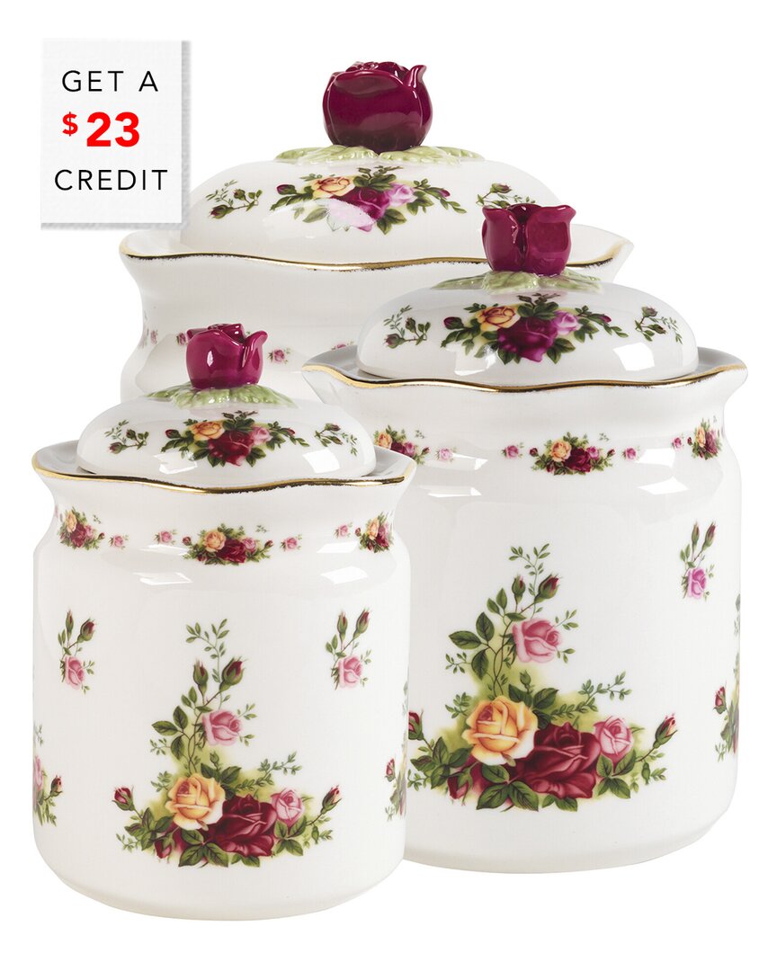 Shop Royal Albert Old Country Roses Canister 3pc Set With $23 Credit