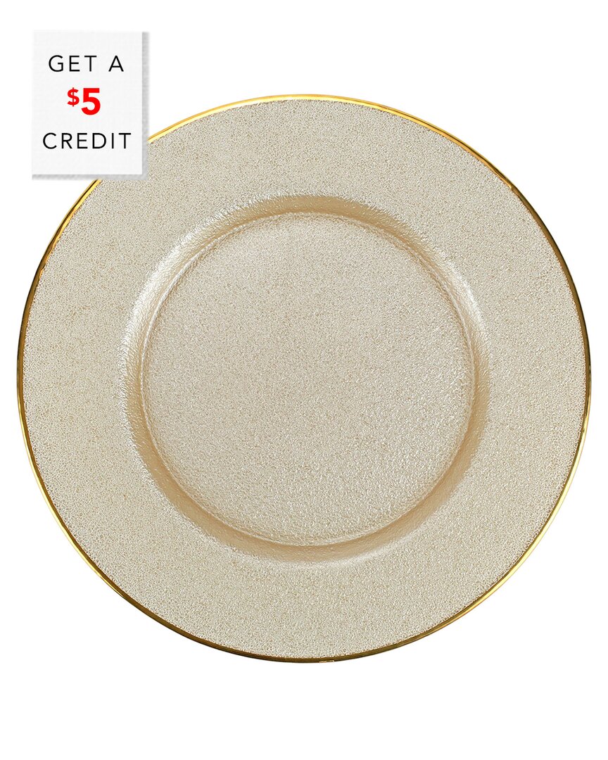 Shop Vietri Metallic Glass Pearl Service Plate/charger With $5 Credit In Ivory