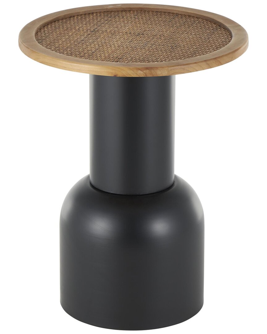 Peyton Lane Handmade Pedestal Accent Table With Rattan Tabletop