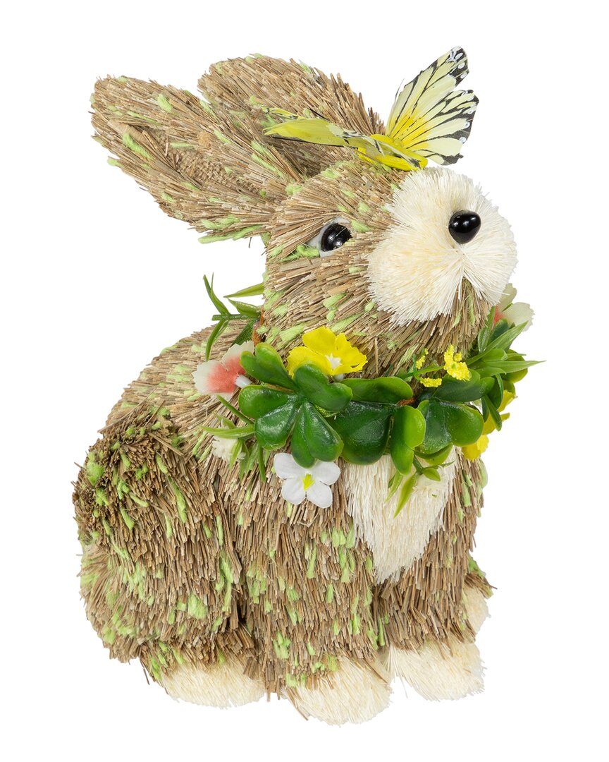 Northlight Easter Bunny With Butterfly Straw Figurine In Brown