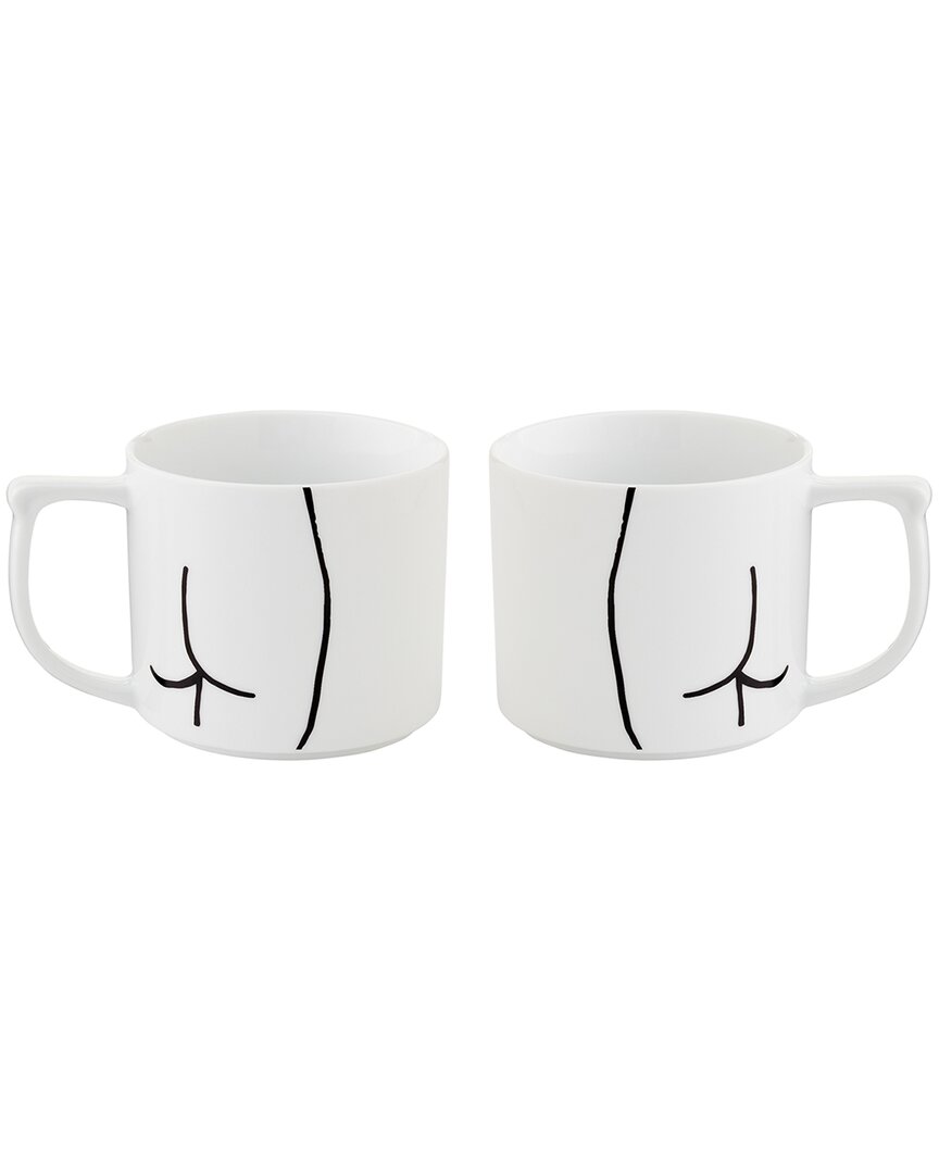 Rosanna Set Of 2 Cocktails On The Roof Mugs: Derriere In White