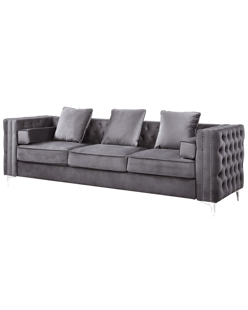 Acme Furniture Sofa With 2 Pillows In Gray