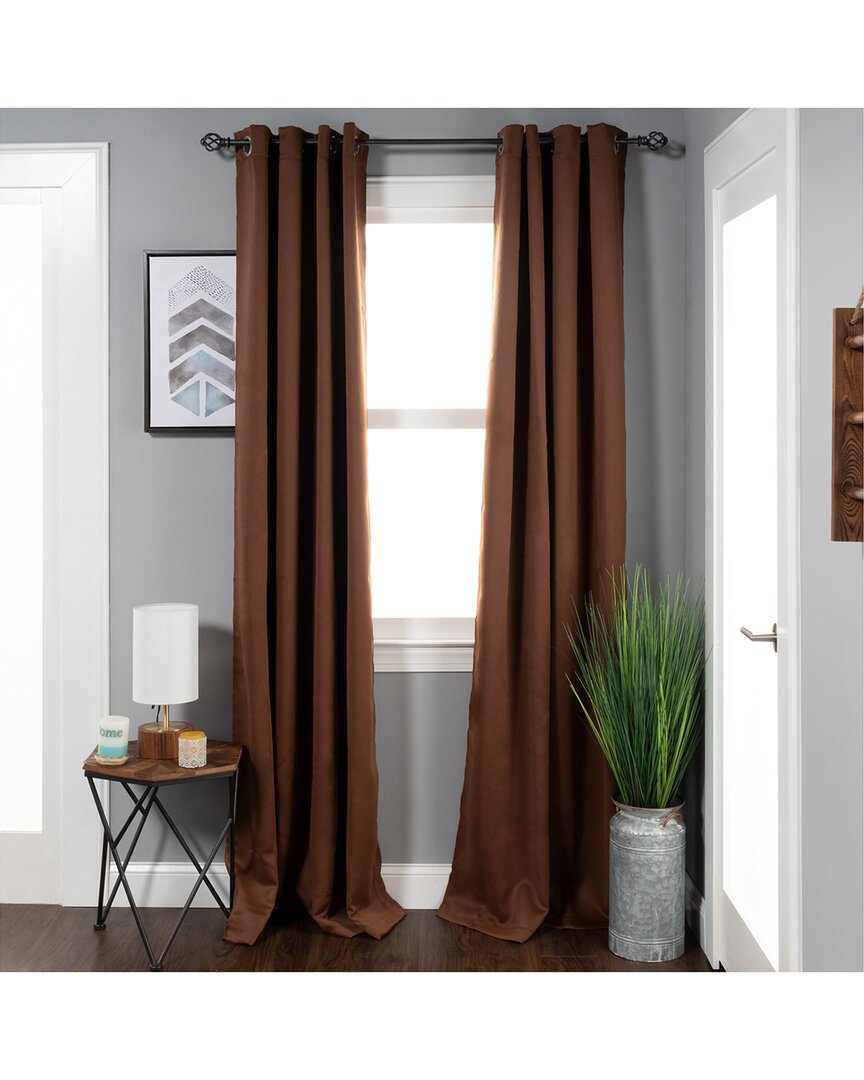 Superior Solid Insulated Thermal Blackout Grommet Curtain Panel Set In Cappuccino