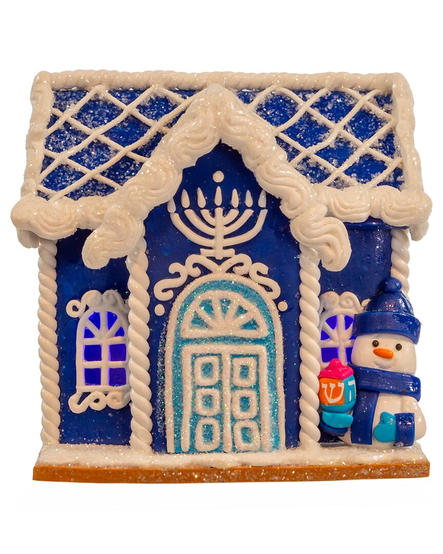Kurt Adler 4in Clay Dough Hanukkah Led House Tablepiece