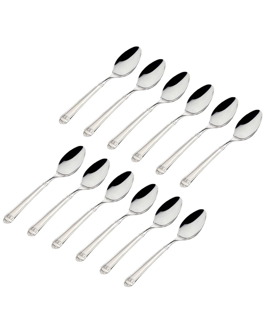 Godinger Set Of 12 Crete Sandblasted Mirrored 18/0 Stainless Steel Teaspoon In Multi