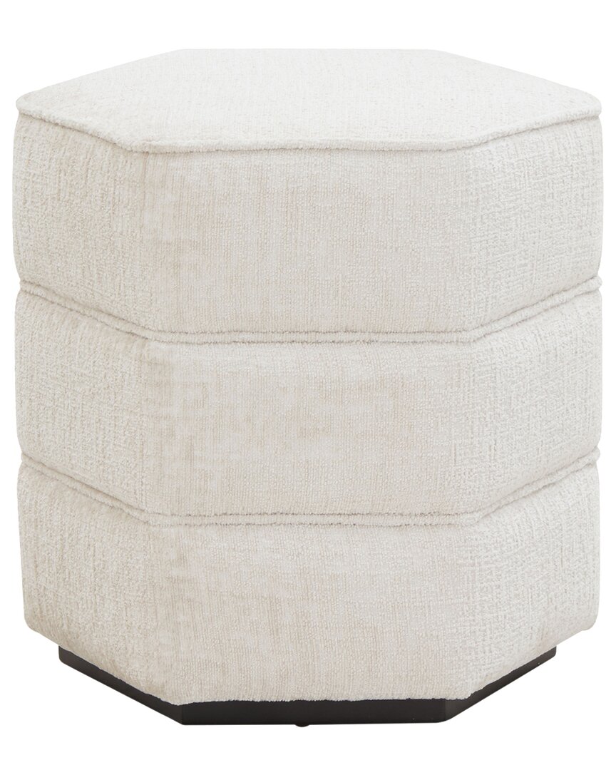 Safavieh Couture Rosaria Chenille Hexagon Ottoman In White