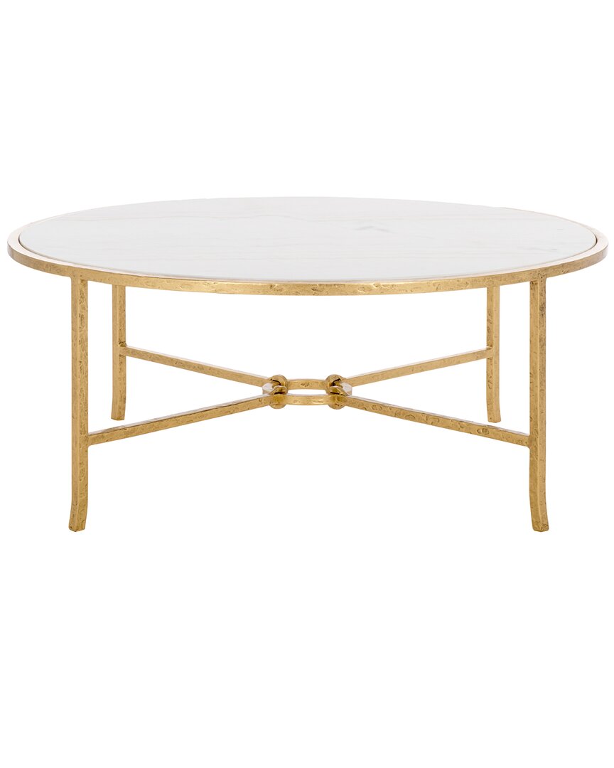 Safavieh Couture Tauri Metal Round Coffee Table In Gold
