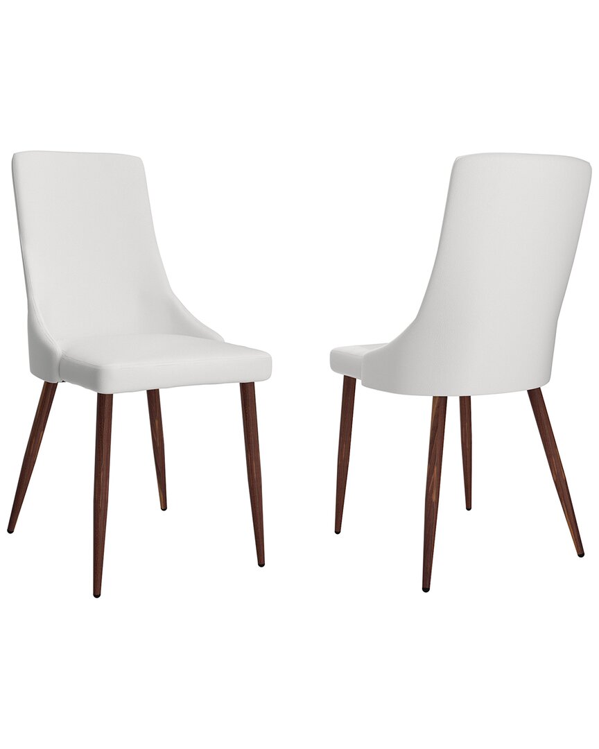 Worldwide Home Furnishings Set Of 2 Mid-century Fabric & Metal Side Chairs In White