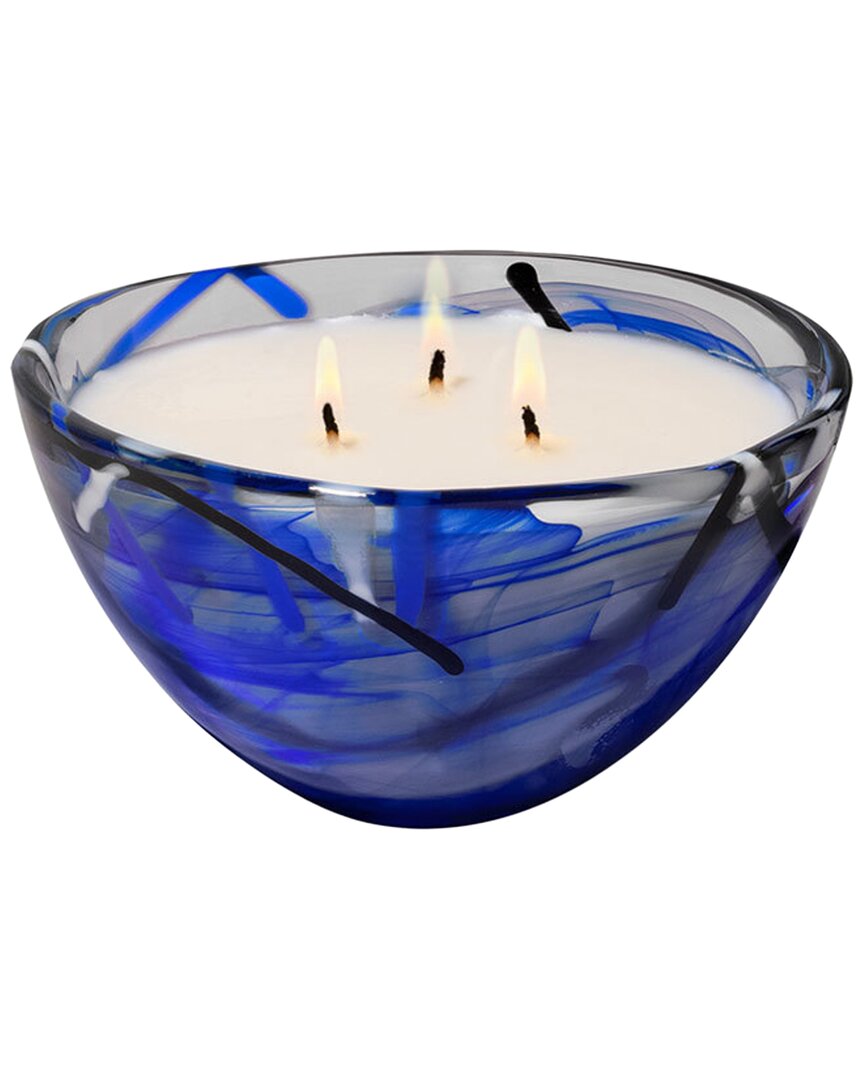 Kosta Boda Contrast Candle In Blue