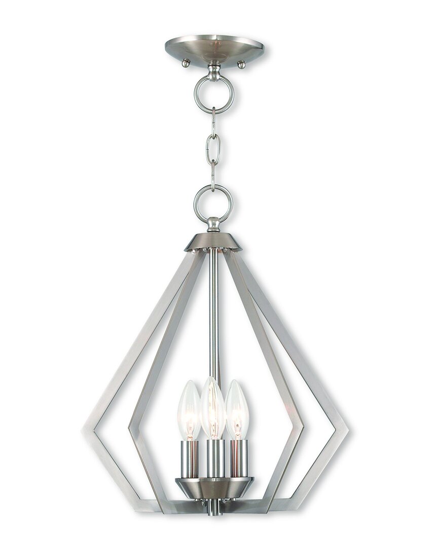 Livex Lighting 3-light Brushed Nickel Convertible Mini Chandelier In Metallic