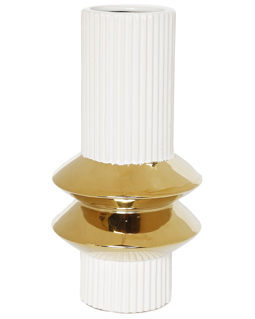 Vivience Center Rim Design Vase In White