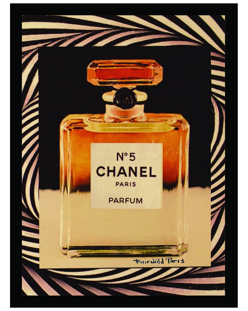 Fairchild Paris Vintage Spiral Chanel Bottle Framed Print In Black