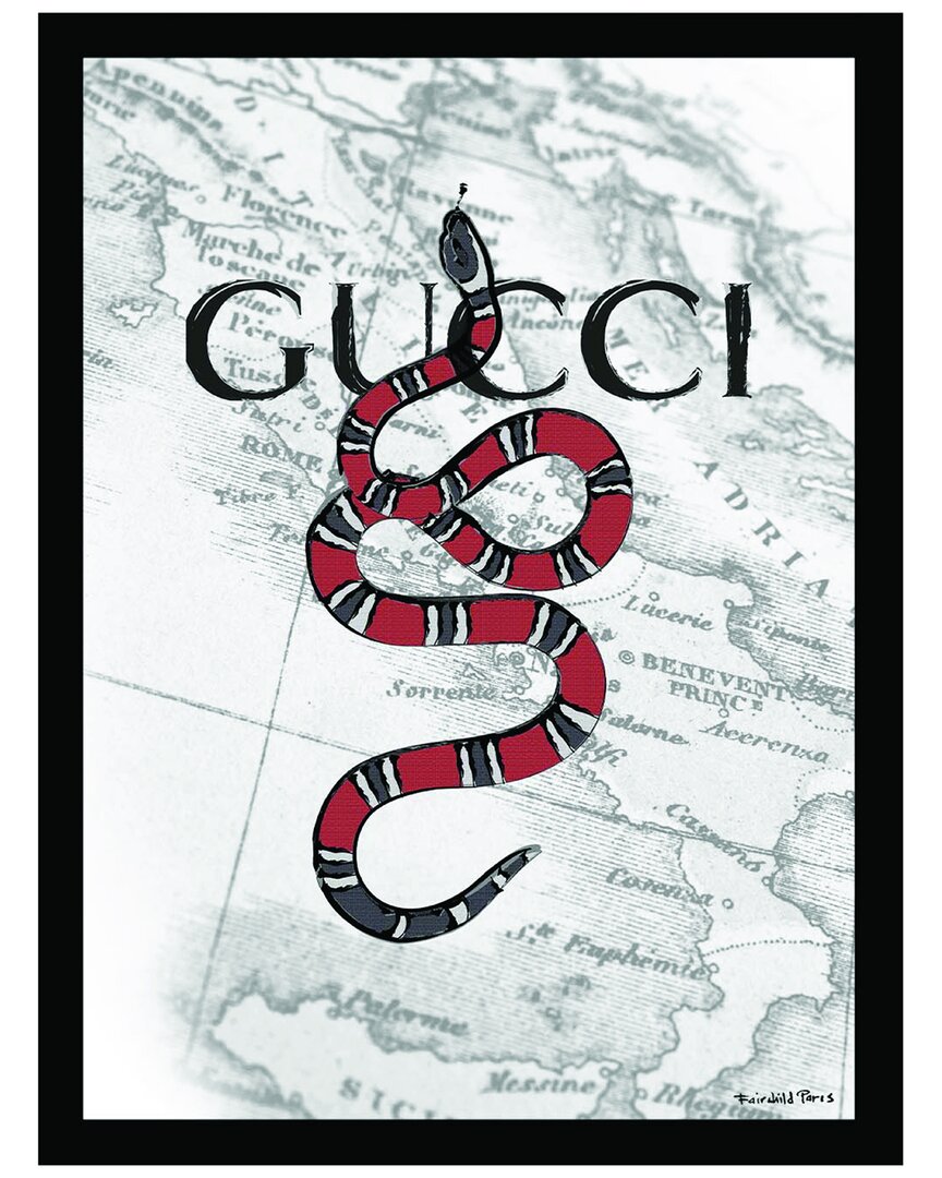 Fairchild Paris Gucci Snake Italy Map Framed Print In Black