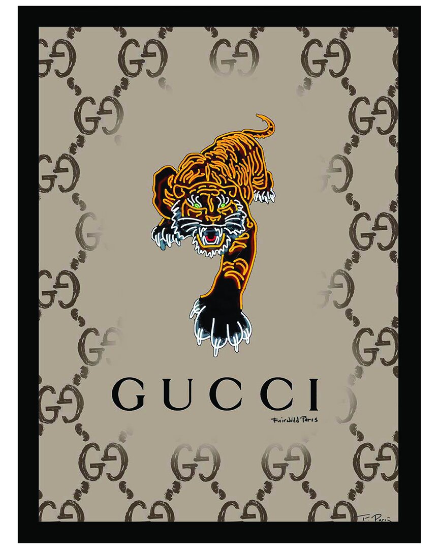 Fairchild Paris Gucci Tiger Framed Print In Black