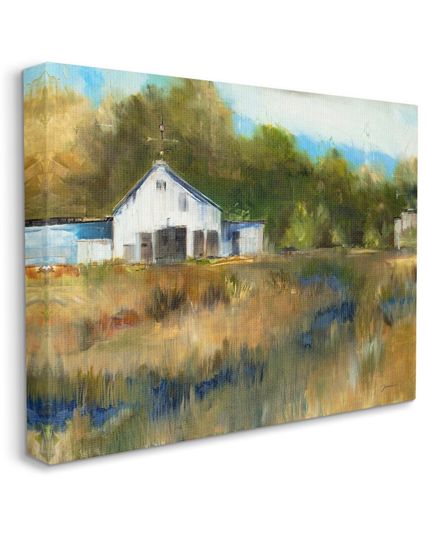 Stupell Industries White Farmhouse Landscape Rustic Rolling Grassland Stretched Canvas Wall Art By L In Multi