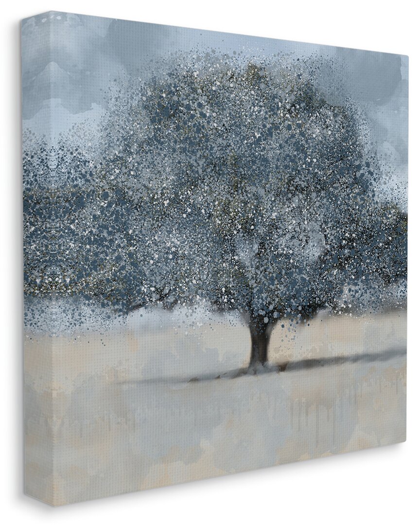 Stupell Industries Abstract Blue Splatter Paint Tree Nature Scene Stretched Canvas Wall Art By Kim Allen