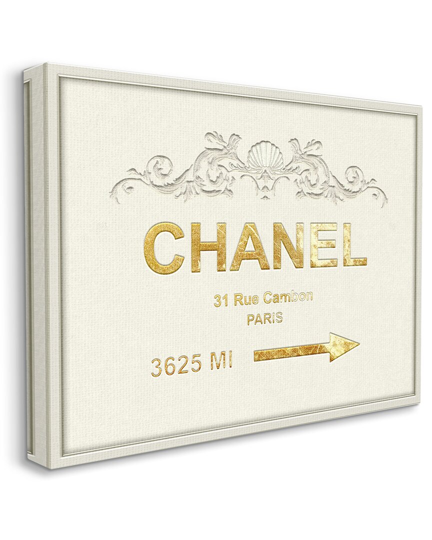 Stupell Industries Parisian Fashion Sign Distance From New York Stretched Canvas Wall Art By Ziwei Li In Tan