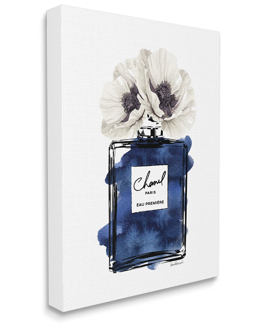 Stupell Industries Deep Blue Fashion Fragrance Bottle Glam Florals Stretched Canvas Wall Art By Amanda Green