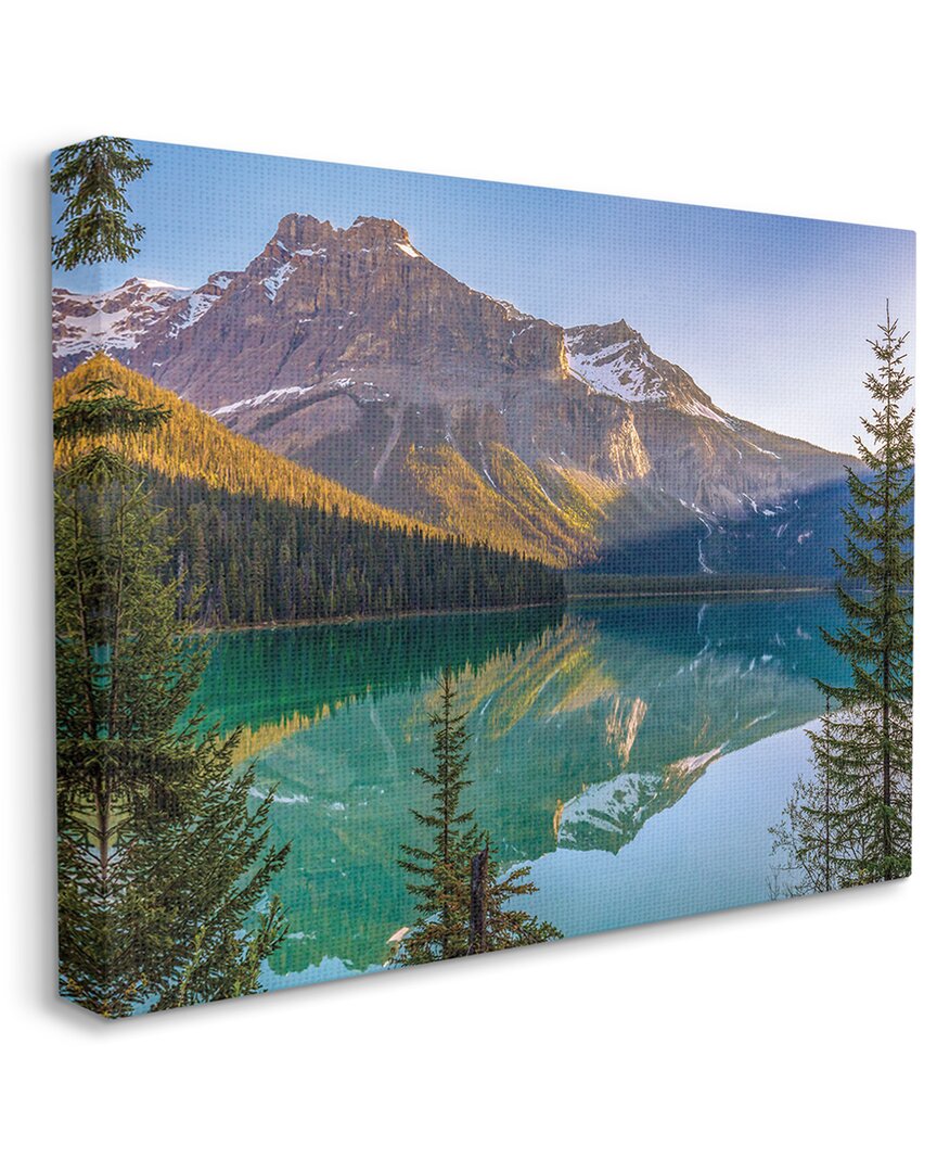Stupell Industries Reflective Mountain Lake Landscape Sunny Sky Stretched Canvas Wall Art By Dave Gordon In Green
