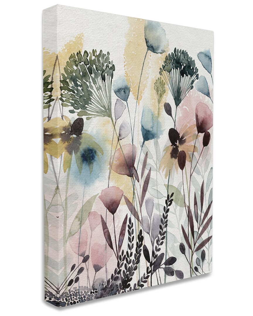 Stupell Industries Wild Florals Opaque Layers Soft Watercolor Pink Blue Stretched Canvas Wall Art By Grace P In Green