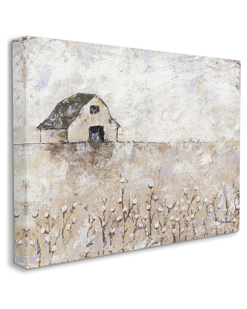 Stupell Industries White Barn Distressed Landscape Cotton Field Florals Stretched Canvas Wall Art By Britt H In Beige
