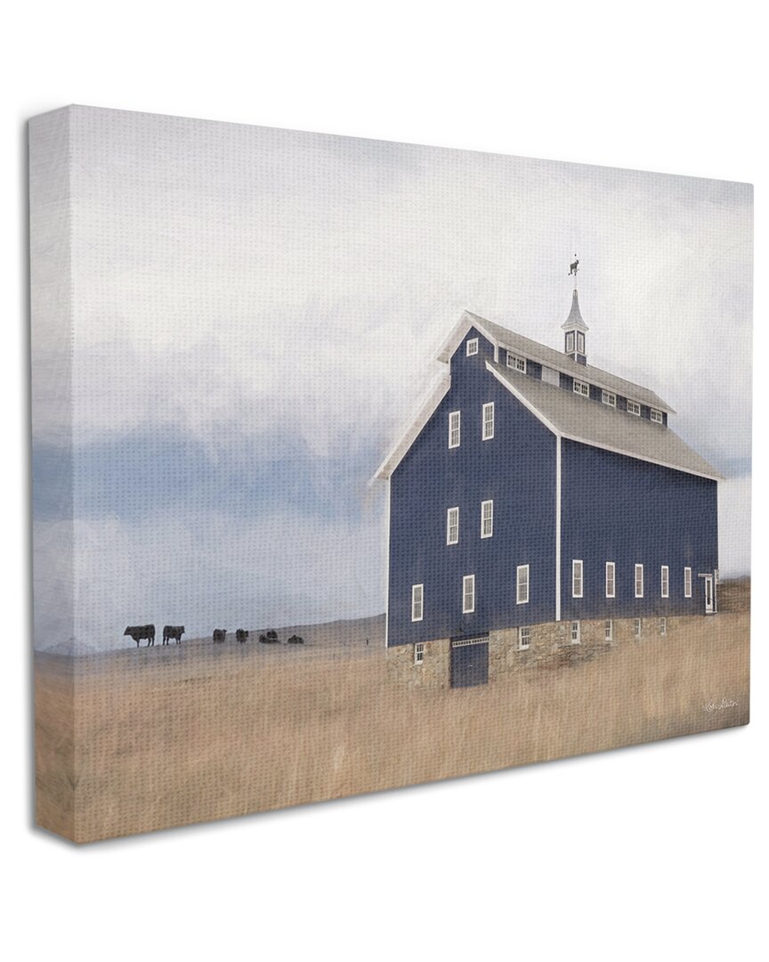 Stupell Industries Blue Farm Barn Landscape Animals Grazing Cloudy Sky Stretched Canvas Wall Art By Lori Dei
