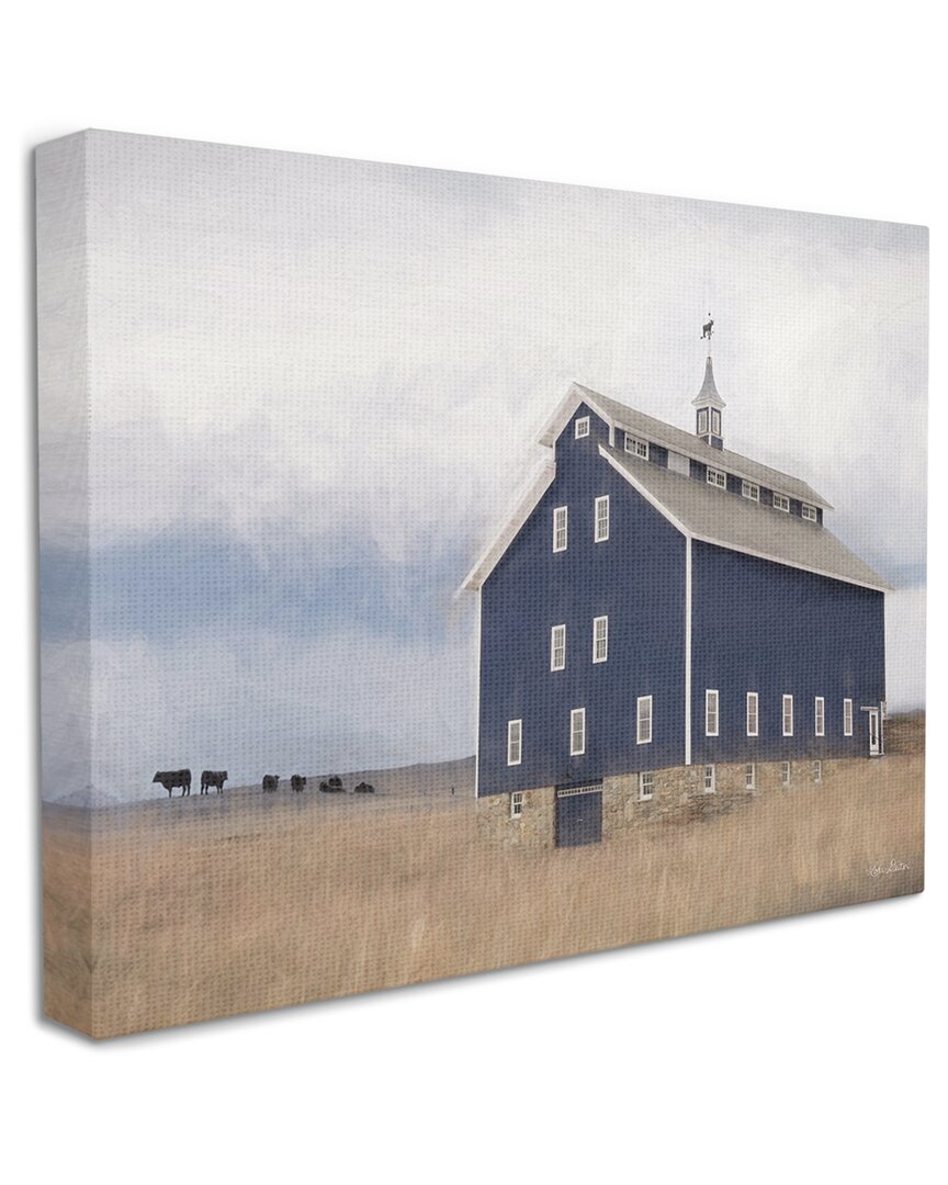 Stupell Industries Blue Farm Barn Landscape Animals Grazing Cloudy Sky Stretched Canvas Wall Art By Lori Dei In Blue