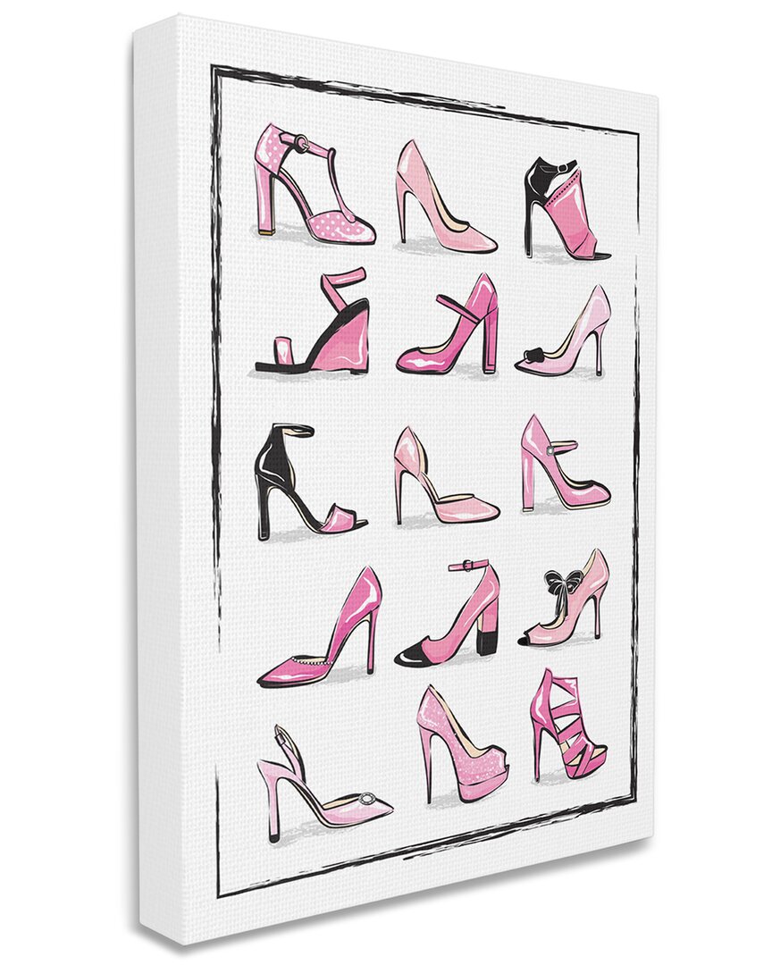 Stupell Industries Pink Heels Lined Up Women's Glam Shoes Stretched Canvas Wall Art By Martina