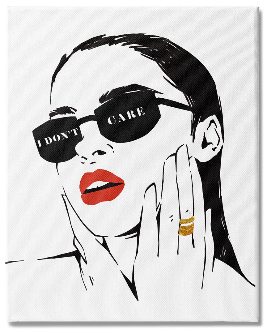 Stupell Industries I Dont Care Shades Glam Fashion Female Portrait Stretched Canvas Wall Art By Ziwei Li In White
