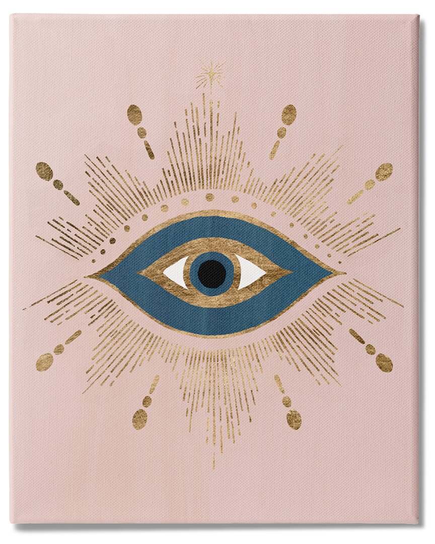 Stupell Industries Evil Eye Glam Boho Pattern Bold Blue Pink Stretched Canvas Wall Art By Grace Popp