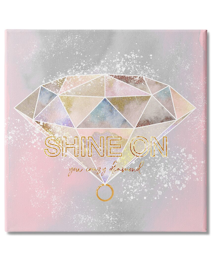 Stupell Industries Shine On Crazy Diamond Glam Pink Geometric Pattern Stretched Canvas Wall Art By Ziwei Li In Multicolor
