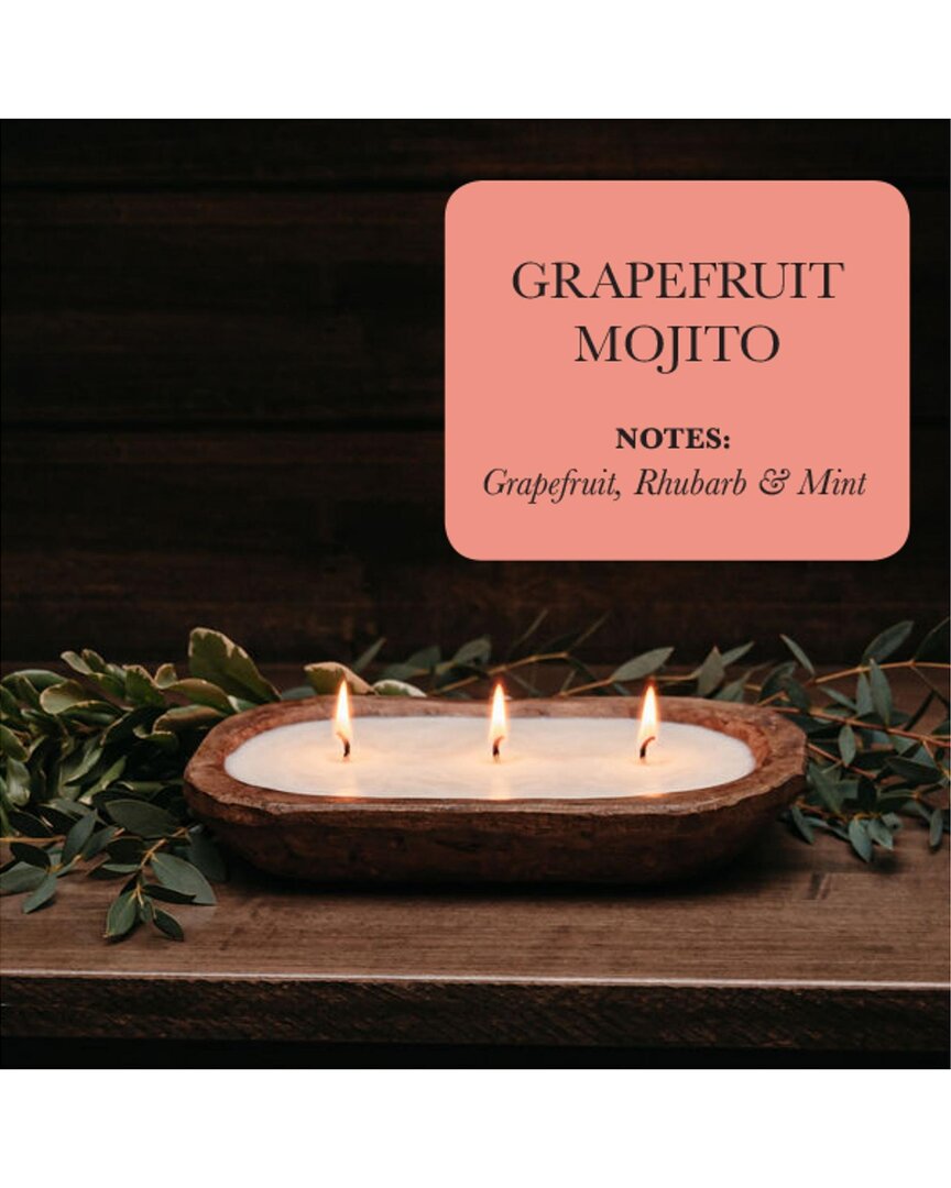 Tlc Candle Co. Grapefruit Mojito 3-wick Hand Carved Dough Bowl Décor Candle In Natural