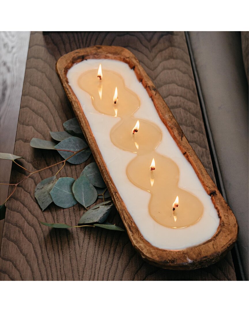 Tlc Candle Co. Pillow Talk 5-wick Hand Carved Dough Bowl Decor Candle In Natural