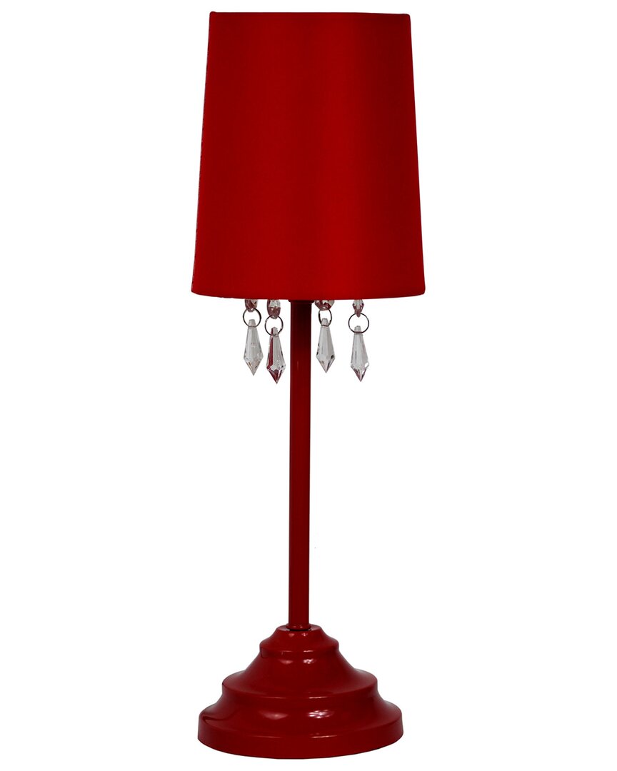 Lalia Home Laila Home Table Lamp With Fabric Shade And Hanging Acrylic Beads In Red