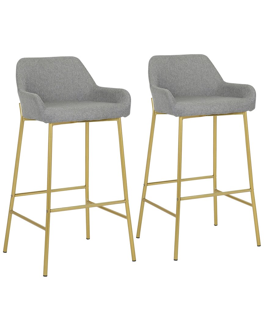 Lumisource Daniella Fixed-height Bar Stool - Set Of 2 Grey In Gold