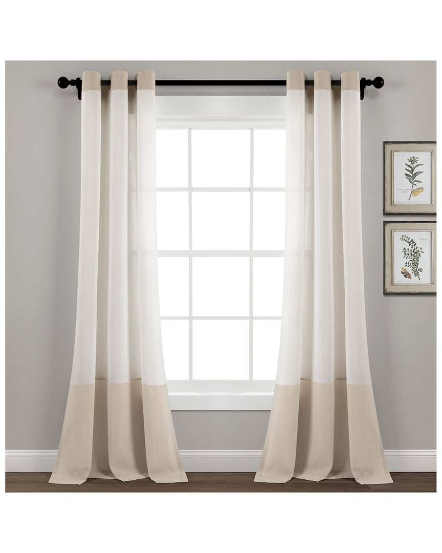 Lush Decor Faux Linen Grommet Colorblock Window Curtain Single Panel
