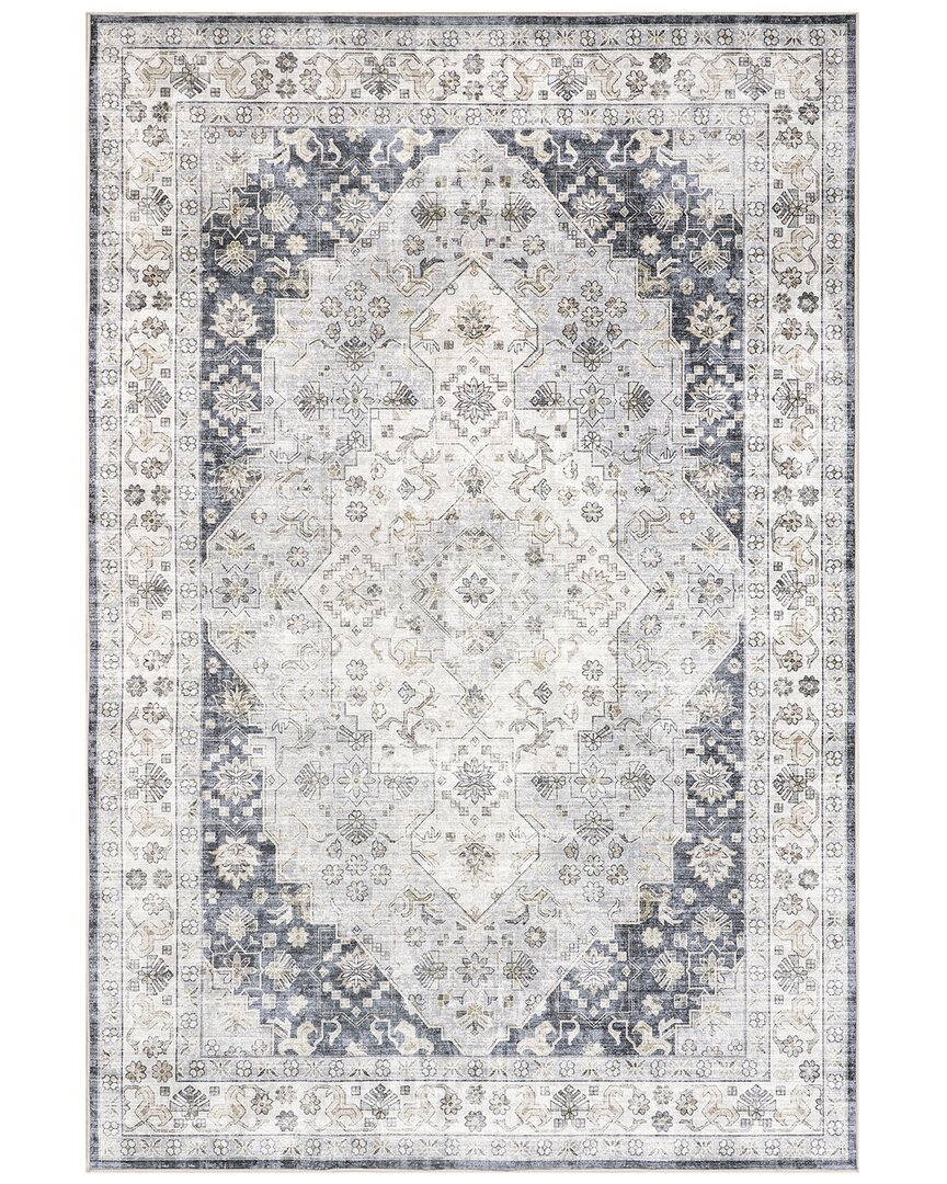 Nuloom Machine Washable Casey Persian Stain Repellent Area Rug In Navy
