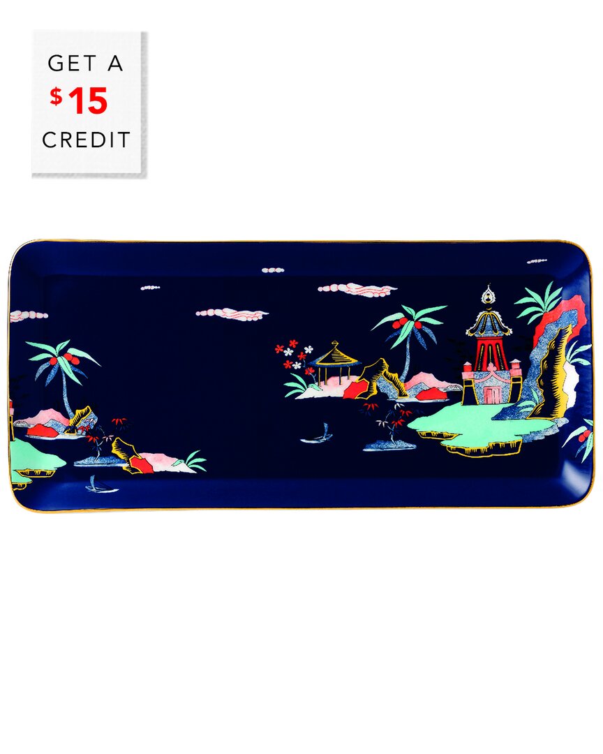 Shop Wedgwood Wonderlust Blue Pagoda Rectangular Tray With $12 Credit