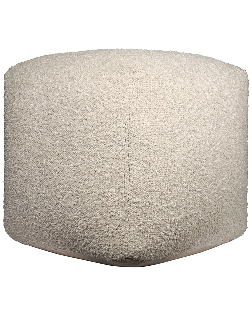 Lr Home Contemporary Boucle Handmade Textured Pouf In Neutral