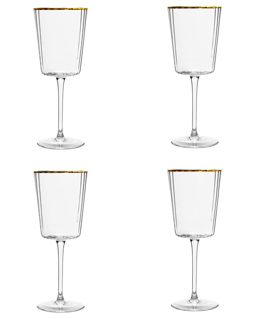 10 Strawberry Street Set Of 4 Grace Gold Rim Glassware: White Wine Glass
