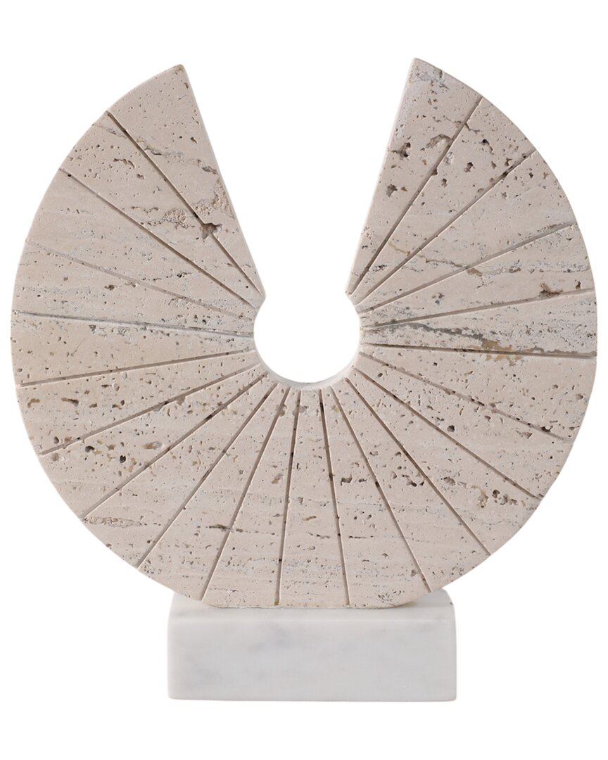 Sagebrook Home 11x10 Travertine Open Circle On Marble Base
