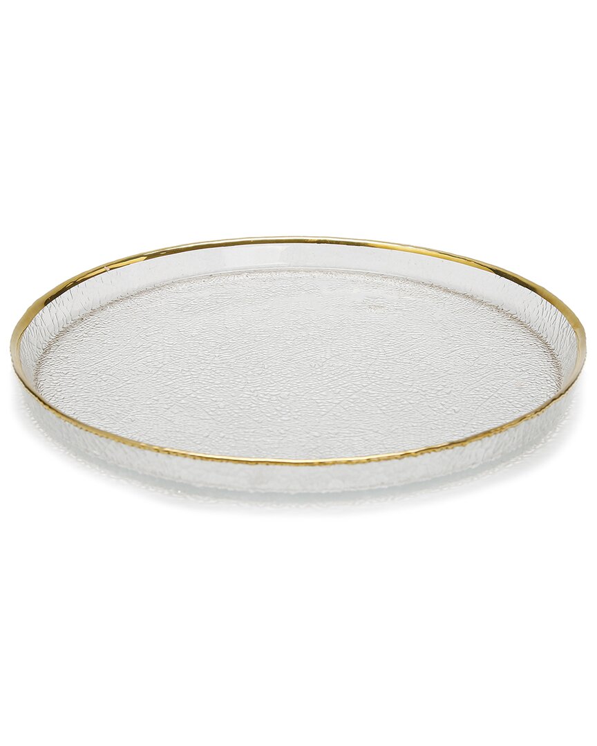 Alice Pazkus Set Of 4 Pebbled Glass Dinner Plates In Gold