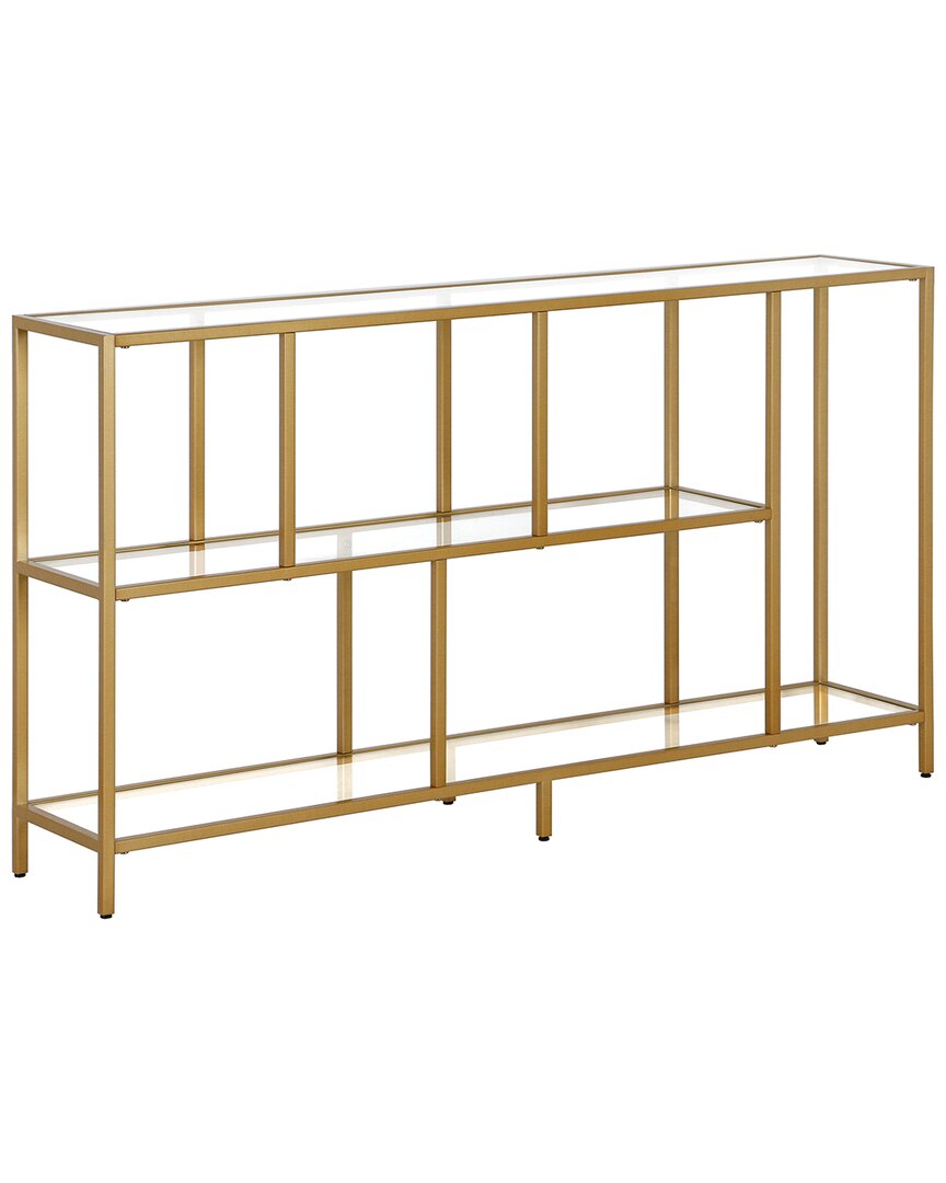 Abraham + Ivy Winthrop 52in Rectangular Console Table With Glass Shelves In Gold