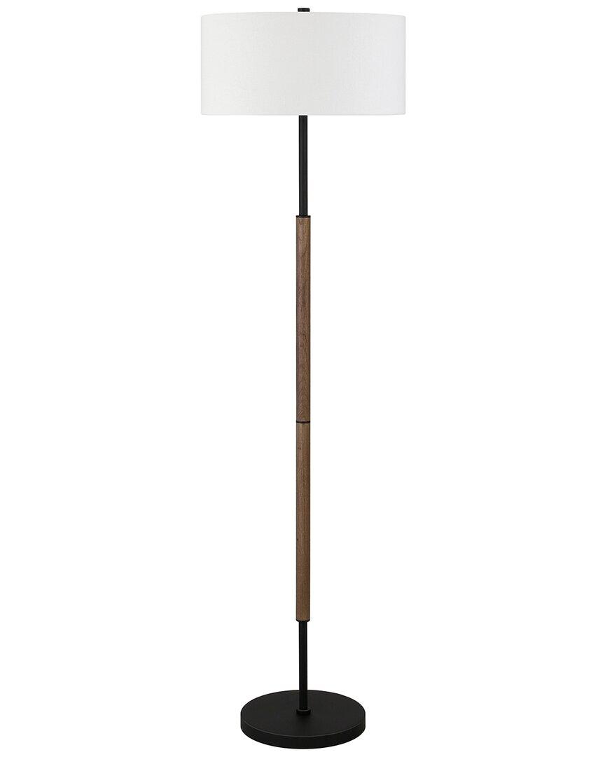 Abraham + Ivy Simone 2-light Floor Lamp With Fabric Shade In Bla In Black