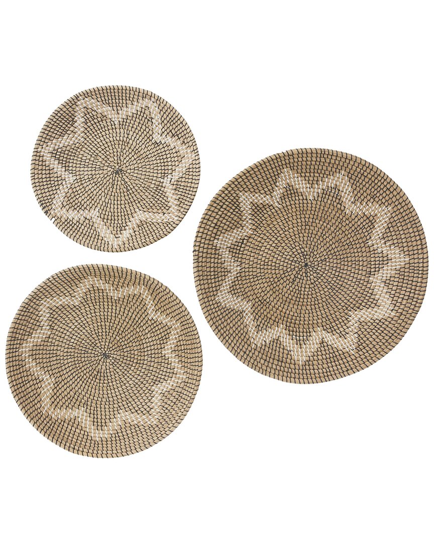 Peyton Lane Set Of 3 Plate Tan Seagrass Handmade Basket Wall Decor