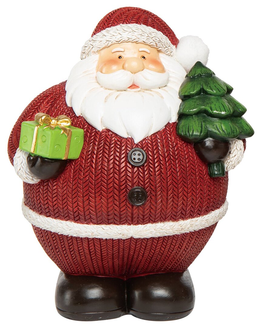 Transpac Resin 6.4in Multicolored Christmas Knit Suit Santa Figurine