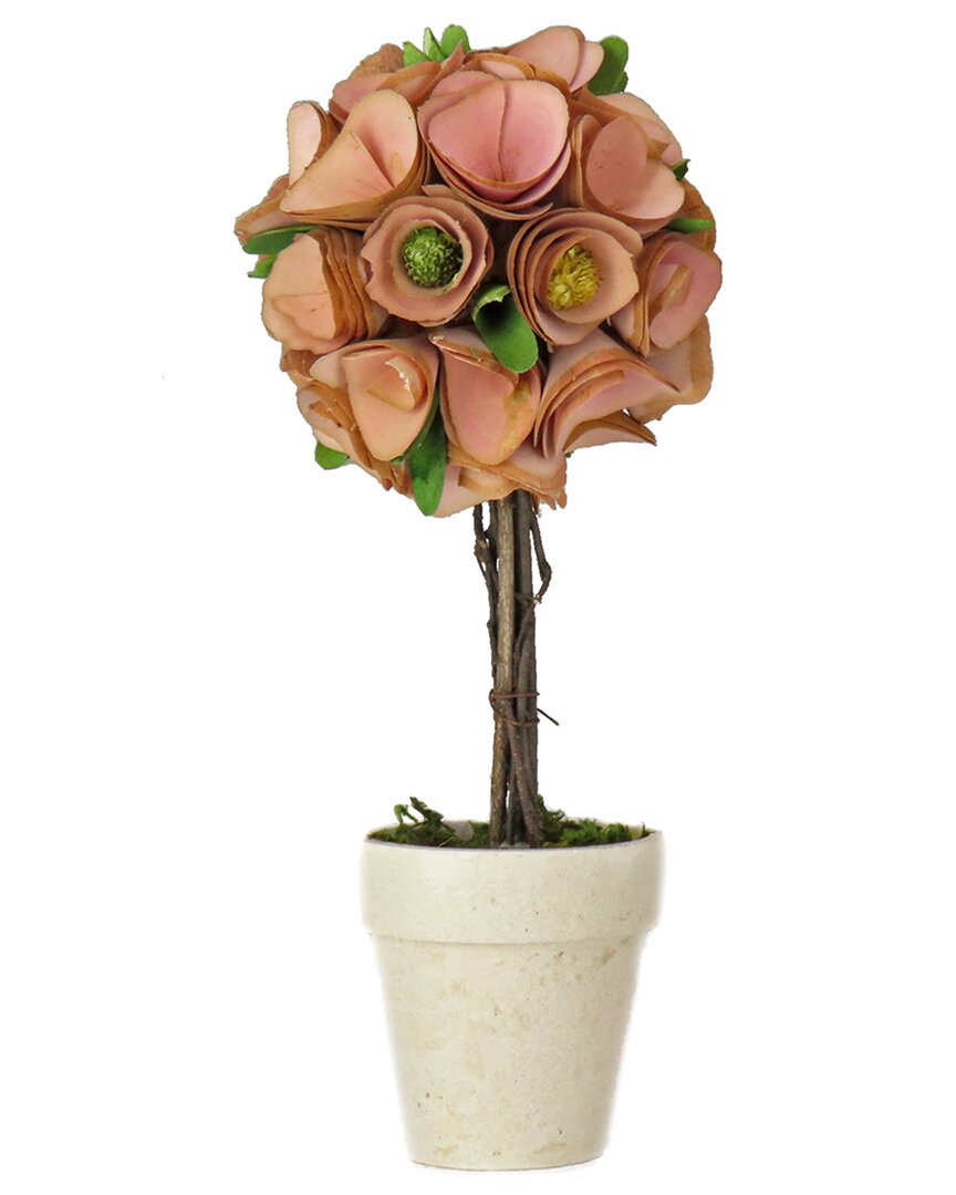 National Tree Company 12in Pink Floral Spring Topiary