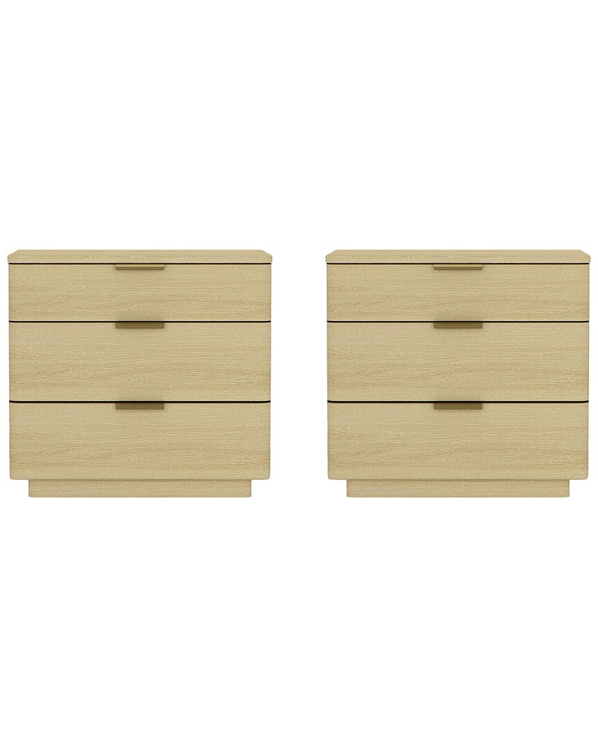 Manhattan Comfort Set Of 2 Payton Modern Nightstands With 6 Drawers